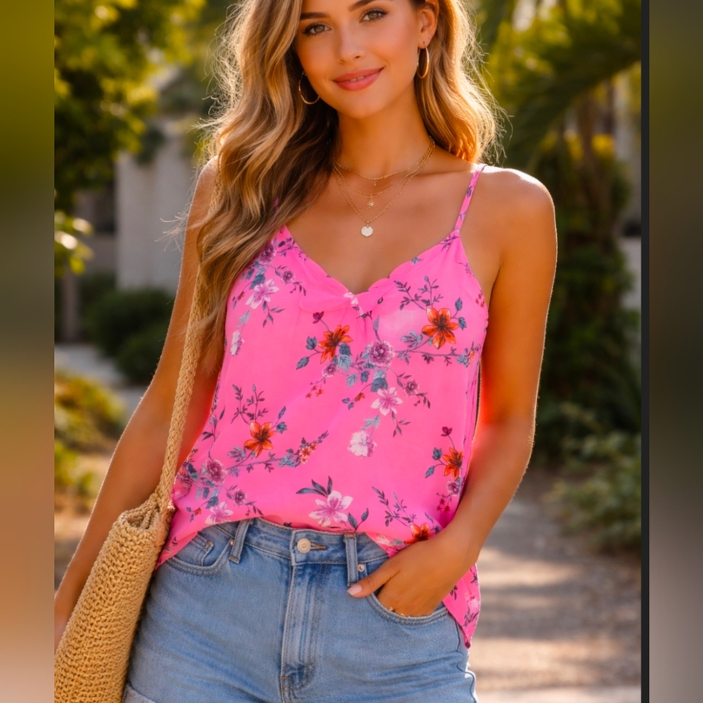 Socialite Vibrant Pink Floral Camisole